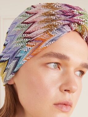 Missoni multicolored metallic-knit turban